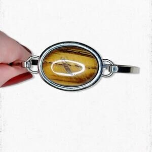 6059gc. Brown Tigerseye Hinge Bracelet